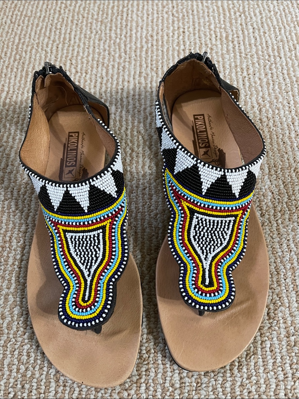 Pikolinos Women’s Beaded T-Strap Sandals — Multicolor